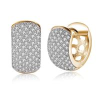 Womens Hoop Earrings, Cz Hoop Earrings Champagne Gold Single Row Inlaid Cubic Zirconia 16X9mm for Wife Valentines Day Jewelry Modern