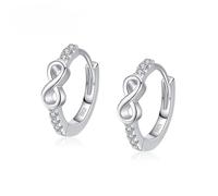 Womens Hoop Earrings, Hoop Earrings Silver Cubic Zirconia Infinite Love 3.4X9.8mm for Lesbian Graduation Jewelry Modern