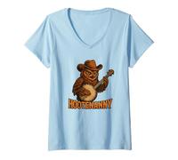 Womens Hootenanny Owl Cowboy Banjo Player Funny Country Music V-Neck T-Shirt