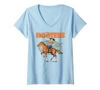 Womens Hooters Makes You Happy Cowgirl with Lasso Funny V-Neck T-Shirt
