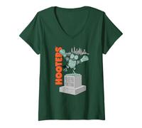 Womens Hooters Retro Philadelphia Boxing Statue Funny Owl V-Neck T-Shirt