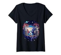 Women's Hoover Dam Space Raccoon Sci-Fi V-Neck T-Shirt