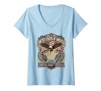 Women's Hoover Dam Tourist Patriotic Eagle Emblem V-Neck T-Shirt