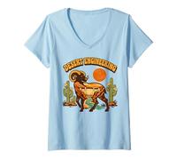 Women's Hoover Dam Traveler Retro Bighorn Sheep Sunset V-Neck T-Shirt