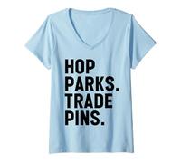 Womens Hop Parks Trade Pins Cute Them Park Lover and Pin Collector V-Neck T-Shirt