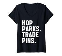 Womens Hop Parks Trade Pins Cute Them Park Lover and Pin Collector V-Neck T-Shirt