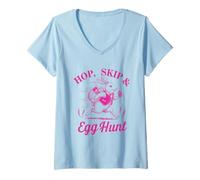 Women's Hop Skip & Egg Hunt Easter V-Neck T-Shirt