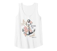 Womens Hope Anchors The Soul Bible Verse Christian Anchor Floral Tank Top