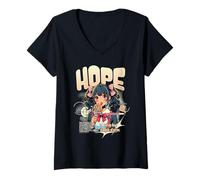 Womens Hope Anime Art Optimism Change V-Neck T-Shirt