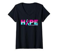 Womens Hope BRCA Awareness Breast Cancer Pink Ribbon V-Neck T-Shirt