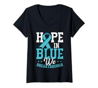 Womens Hope in Blue We Breakthrough Prostate Cancer Awareness V-Neck T-Shirt