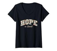 Womens Hope in Christ Christians Religion Bible Scripture Message V-Neck T-Shirt