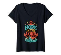 Womens Hope in The Lord Anchor Isaiah 40:31 Christian Bible Verse V-Neck T-Shirt