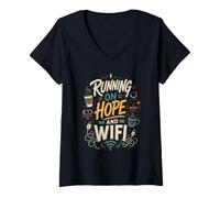 Women's Hope WiFi Coffee Funny Tech V-Neck T-Shirt