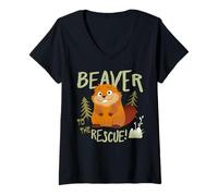 Women's Hoppers Beaver To The Rescue V-Neck T-Shirt