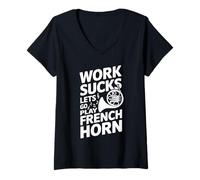 Womens Hornist Instrument Brass Marching Band - French Horn V-Neck T-Shirt