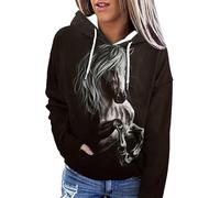 Women's Horse Animal 3D Print Hoodies Plus Size Long Sleeve Novelty Funny Hooded Sweatshirt Pullovers Tops