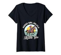 Womens Horse Girl Delulu Neigh Means Yes Horse Riding Meme Lover V-Neck T-Shirt