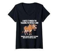 Women's Horse I Hate IT When I’M Talking to Myself Sarcastic V-Neck T-Shirt