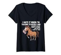 Women's Horse I Hate IT When I’M Talking to Myself Sarcastic V-Neck T-Shirt