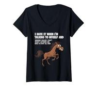Women's Horse I Hate IT When I’M Talking to Myself Sarcastic V-Neck T-Shirt
