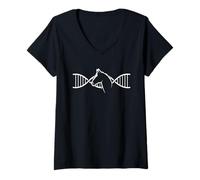 Women's Horse Lover DNA Double Strand Silhouette V-Neck T-Shirt