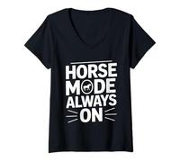 Women's Horse Mode Always On Equestrian Riding Lover V-Neck T-Shirt