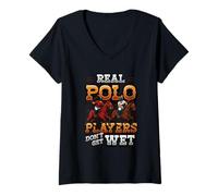 Women's Horse Polo Real Polo Players Don't Get Wet Funny Polo V-Neck T-Shirt