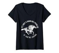 Womens Horse Racing Derby Jockey Horse Rider Racer Gambling Funny V-Neck T-Shirt