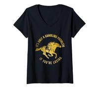 Womens Horse Racing Derby Jockey Horse Rider Racer Gambling Funny V-Neck T-Shirt