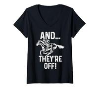 Womens Horse Racing Derby Jockey Horse Rider Racer V-Neck T-Shirt