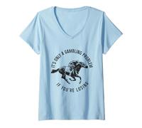 Womens Horse Racing Gambling Derby Jockey Horse Rider Racer Funny V-Neck T-Shirt