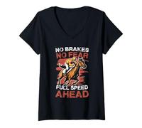 Womens Horse Racing V-Neck T-Shirt