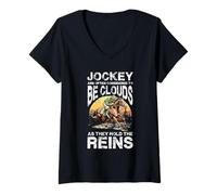 Womens Horse Racing V-Neck T-Shirt