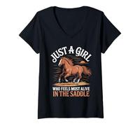 Womens Horse Rider Horseback Riding for Horse Lover Equestrian V-Neck T-Shirt
