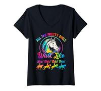 Womens Horse riding all pretty girls walk like this women tie dye V-Neck T-Shirt
