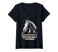 Womens Horse Riding Funny Horse Lover Horseback Rider Equestrian V-Neck T-Shirt