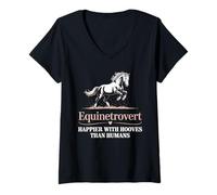Womens Horse Riding Funny Horse Lover Horseback Rider Equestrian V-Neck T-Shirt