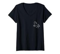 Womens Horse Silhouette Outline Pocket Design Minimalist #25D5 V-Neck T-Shirt
