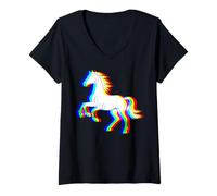 Womens Horse Trippy EDM Rave Illusion Graphic Equestrian #25D17 V-Neck T-Shirt
