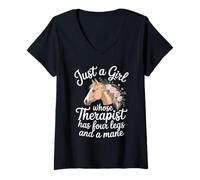 Womens Horseback Riding for Equestrian Horse Rider Floral for Girls V-Neck T-Shirt