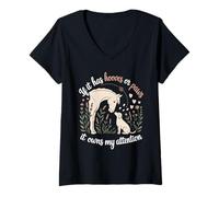 Womens Horseback Riding for Horse Rider Cute Dog & Horse Lover V-Neck T-Shirt