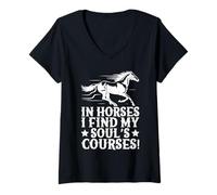 Womens Horseback Riding I Find My Soul´s Horse Rider V-Neck T-Shirt