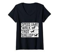 Womens Horseback Riding Walk Trot Gallop Horse Rider V-Neck T-Shirt