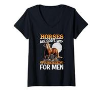 Womens Horses are God's Way of Apologizing for Men V-Neck T-Shirt