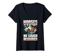 Womens Horses are The Best Therapy No Couch Required V-Neck T-Shirt