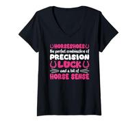 Womens Horseshoes The Combination of Precision Luck & Horse Sense V-Neck T-Shirt