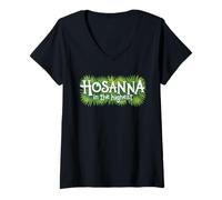 Women's Hosanna in the Highest Palm Sunday Sanctus Catholic Easter V-Neck T-Shirt