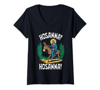 Women's Hosanna tee : Jesus on Donkey, Palm Sunday V-Neck T-Shirt