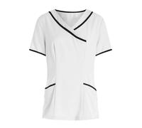 Womens Hospital Uniform Nurse Top Uniforms Scrub Top Nurse Uniform Workwear Doctor Dress V Neck Regular Fit Tops with Short Sleeves for Dental Vets Elderly Carers Healthcare Beautician Shirts Tops